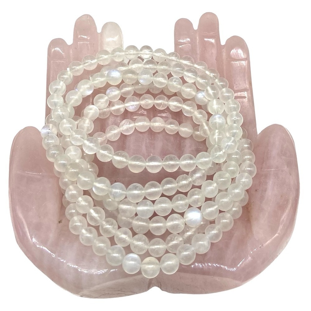 6mm Moonstone Beaded Stretch Bracelet Stone Gemstone Crystal Stretchy